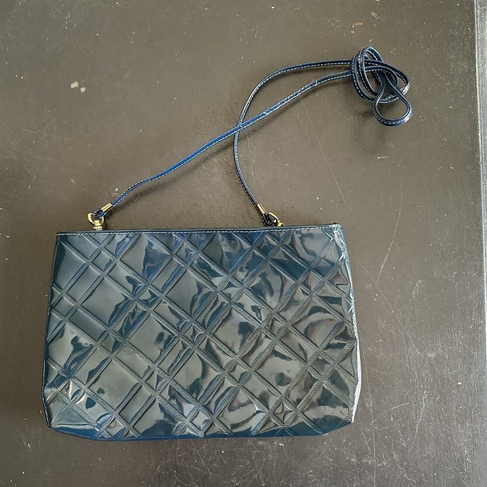 Vintage Valerie Jean Shoulder Bag Genuine Leather Blue USA Patent Finish